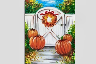 Paint Nite: Fall Cottage Gate with Pumpkins
